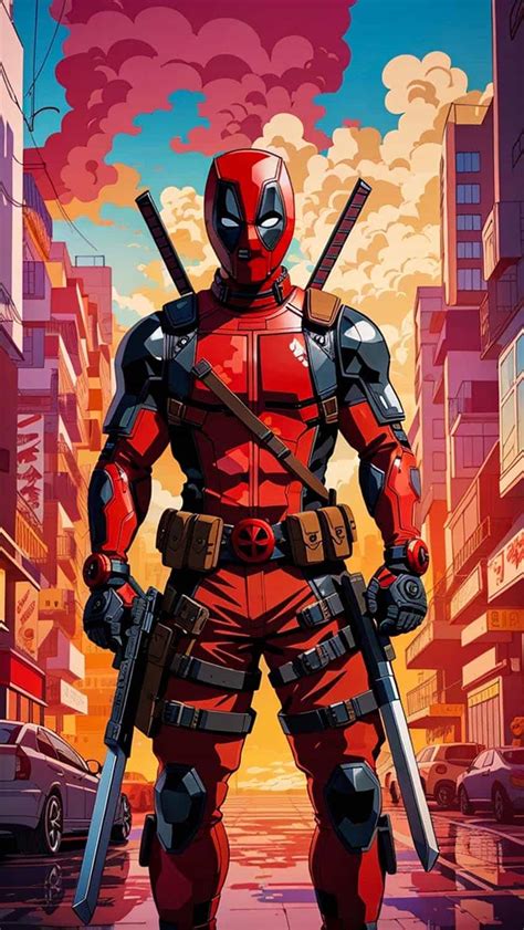 Deadpool Anime Art Iphone Wallpaper 4k Iphone Wallpapers