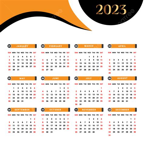 2023 Yellow Black And Golden Calendar With Geometric Style Calendar