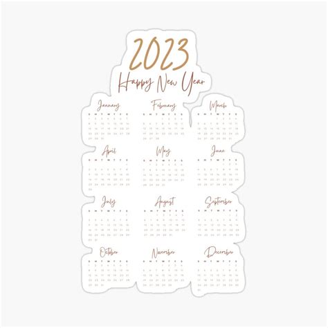 Calendar Stickers Yearly Calendar Sticker Design Happy New Year