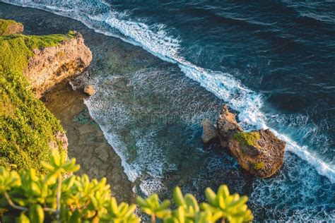 Ocean With Waves And Cliff Rocks In Uluwatu Bali Stock Image Image