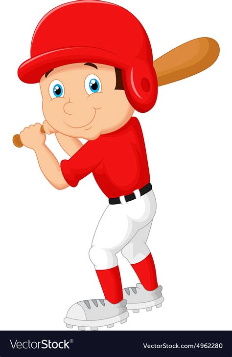 Cartoon Boy Playing Baseball Royalty Free Vector Image