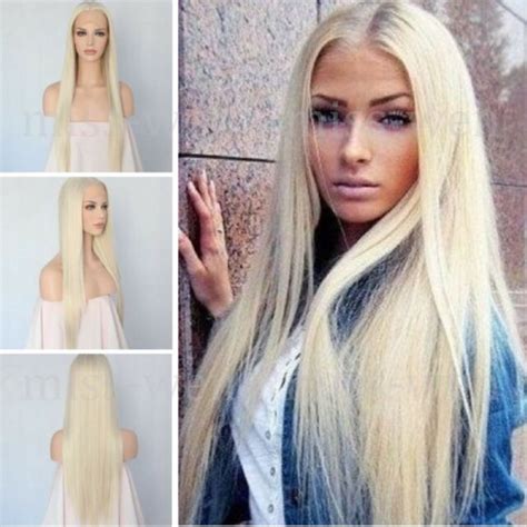 Us Lace Front Wig Synthetic Bleach Blonde Straight Heat Safe