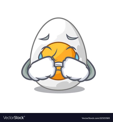 Crying Peeled Boiled Egg On Mascot Cartoon Vector Image