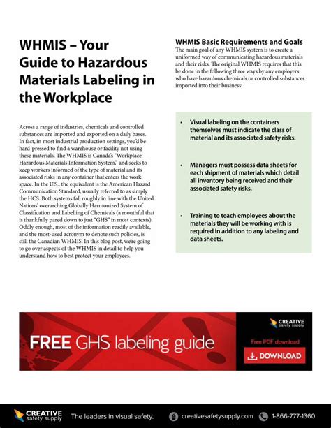 Whmis Your Guide To Hazardous Material In The Workplace Download Pdf