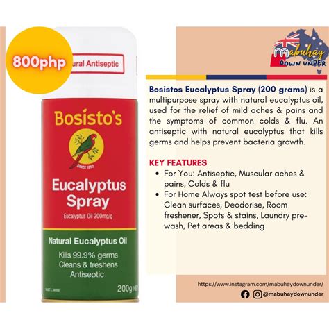 Bosistos Eucalyptus Spray 200g Shopee Philippines