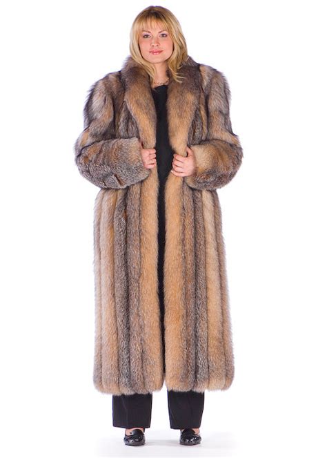 Womens Plus Size Full Length Crystal Fox Fur Coat Genuine Long 52 Ebay