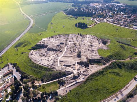 Megiddo National Park In Israel Archeological Site Of Biblical Tel