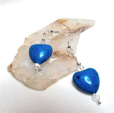 Items Similar To Earrings Blue Turquoise Magnesite Heart Dangle
