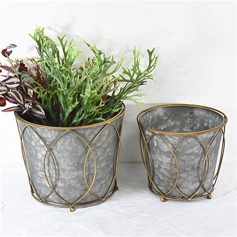 Barnyard designs galvanized metal planters, indoor and outdoor tin pail buckets for small plants, rustic farmhouse flower pots, set of 3, largest: Vintage french small galvanized outdoor planter with good price - Buy planter outdoor, small ...