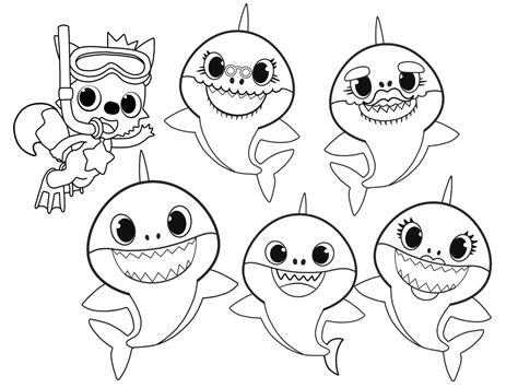 Pinkfong and Baby Shark Family Coloring Page - Free Printable Coloring