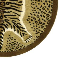 Safavieh Handmade Safari Tiger Print Wool Rug 6 Round Free