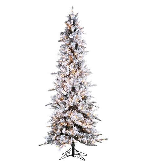 Slim Flocked Pencil Pine Artificial Christmas Trees Treetime Flocked