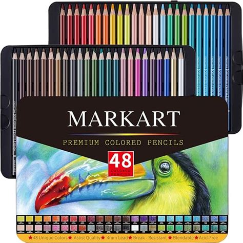 Markart 48 Premium Colored Pencils Set Soft Wax Based Cores Ideal For