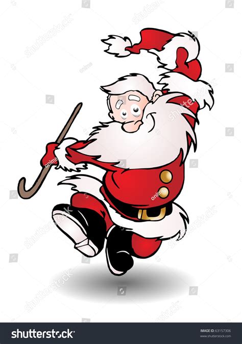 Funny Illustration Of A Dancing Santa Claus Who Seems Happy Isolated