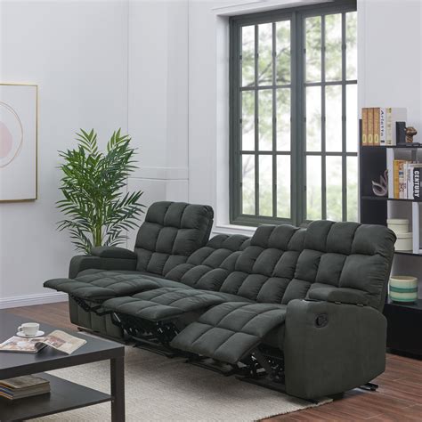 Homesvale Wall Hugger Storage Reclining Sofa Gray Microfiber