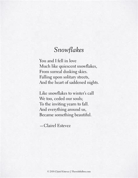Snowflakes Winter Poem Winter Love Quotes Winter Poems Motiational