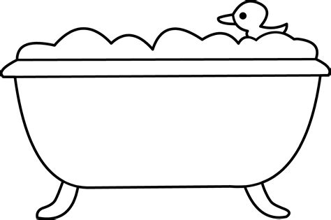 Bath Tub And Rubber Ducky Line Art Free Clip Art