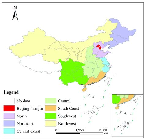 Spatial Distribution Of Eight Chinese Regions Download Scientific