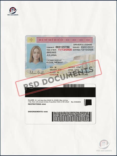 New Mexico Driver License Psd Template Psd Documents