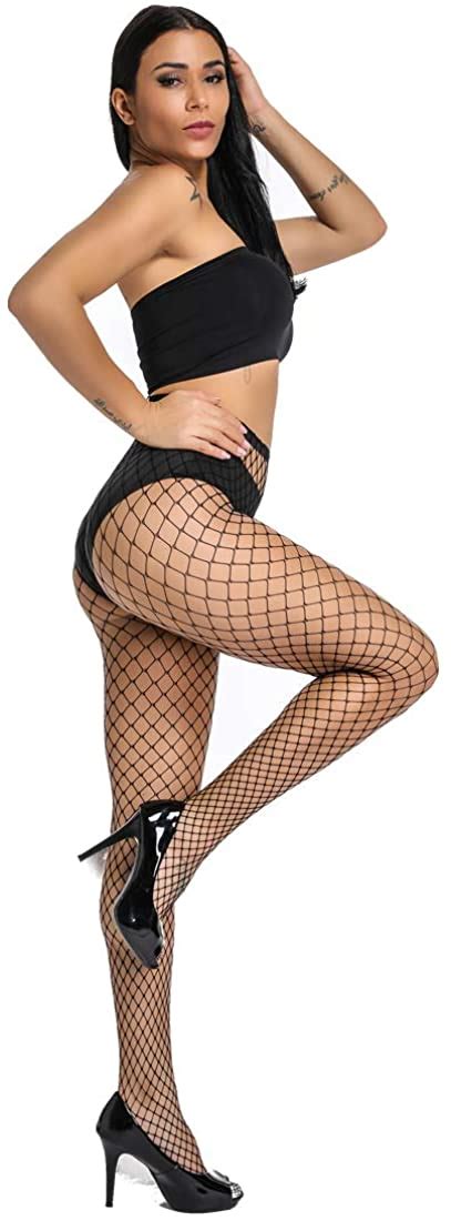 Akiido High Waist Tights Fishnet Stockings Black Pairs Size One