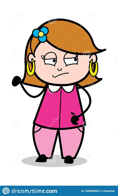 unhappy expression retro cartoon female housewife mom vector illustration stock illustration