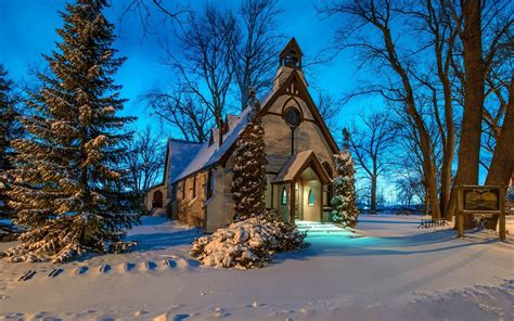 Download Tree Snow Winter Religious Church Hd Wallpaper