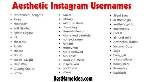 Grassetto Confessione Riflettere Aesthetic Name Ideas For Instagram