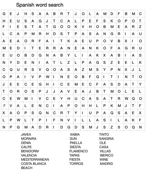 Spanish Word Search Puzzle