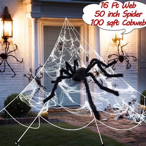 Giant Yard Halloween Decorations Outdoor Spider Web
