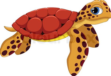Cute Sea Turtle Cartoon Stock Vector Colourbox