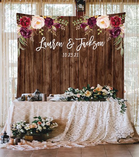 Rustic Wood Wedding Photo Booth Backdrop Blushing Drops