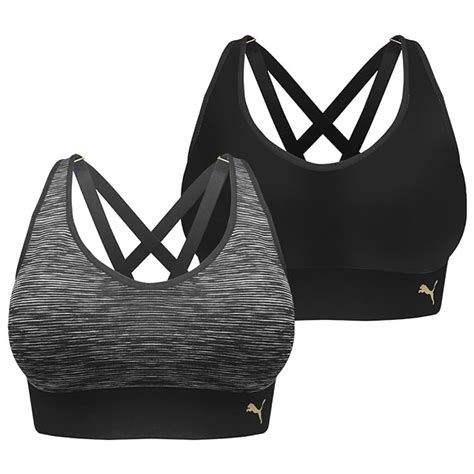 Puma Sports Bra Seamless Strappy Back Tag Free Removable Cups 2 Pack