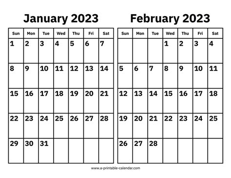 January February 2023 Calendar Printable Get Calender 2023 Update