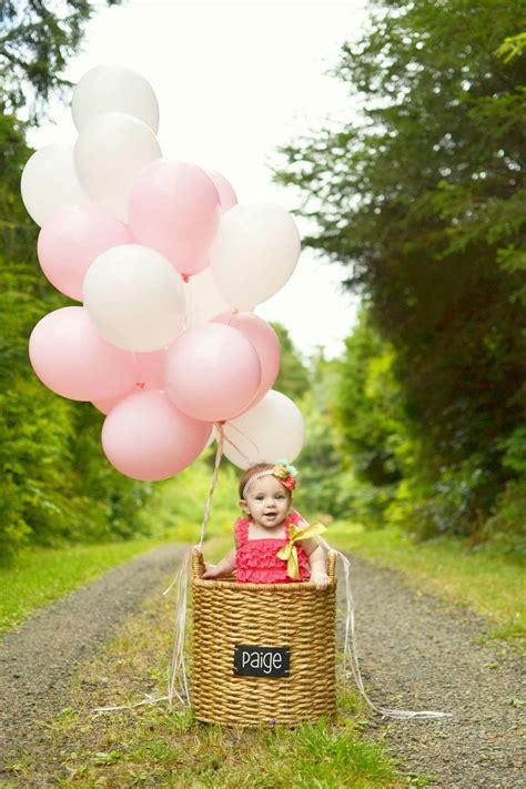 1 Year Baby Photoshoot Girl Balloons Hot Air Balloon Baby