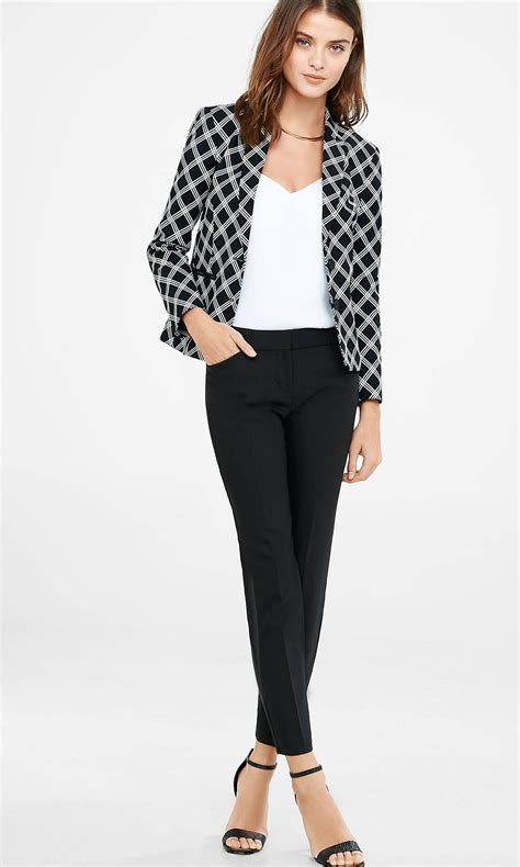 Windowpane Jacket And Columnist Ankle Pant Suit From Express Ankle