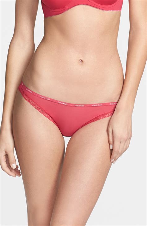 Calvin Klein Bottoms Up Bikini In Red Rouge Lips Lyst