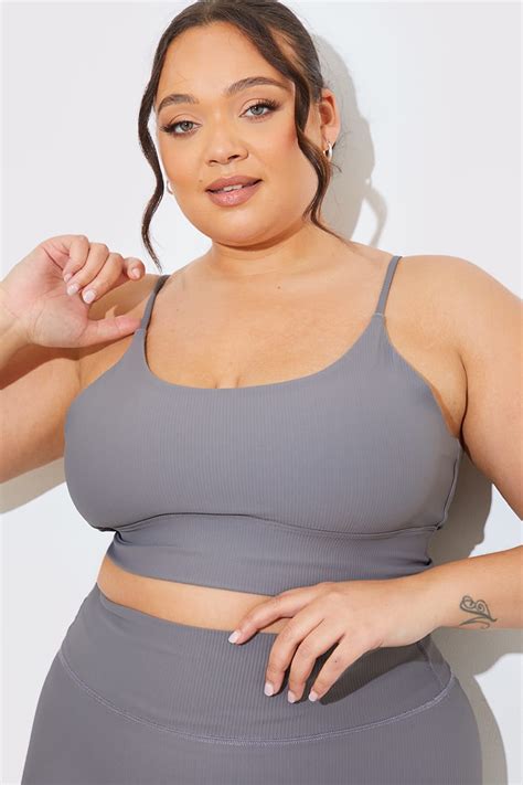 Charcoal Active Sculpt Ribbed Cross Back Sport Bra In The Style Ireland