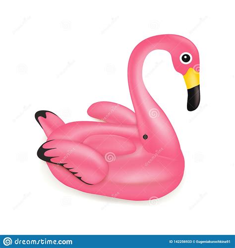 Vector Realistic 3d Pink Cartoon Flamingo Tropical Bird