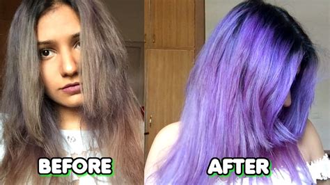 Grey Faded Hair To Violet Hair Youtube
