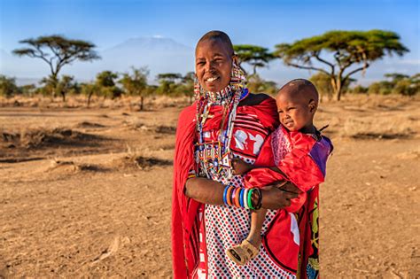 African Woman Carrying Her Baby Kenya East Africa Stock Photo