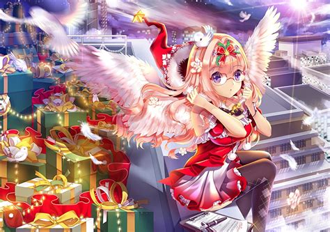 Picture Agrt Original Anime Female Angels Present Glasses Holidays