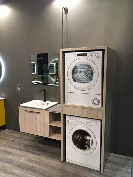 dafne italian design mobile lavanderia porta lavatrice porta asciugatrice con specchio e lavabo