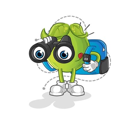 Premium Vector Pea With Binoculars Character Cartoon Mascot Vector