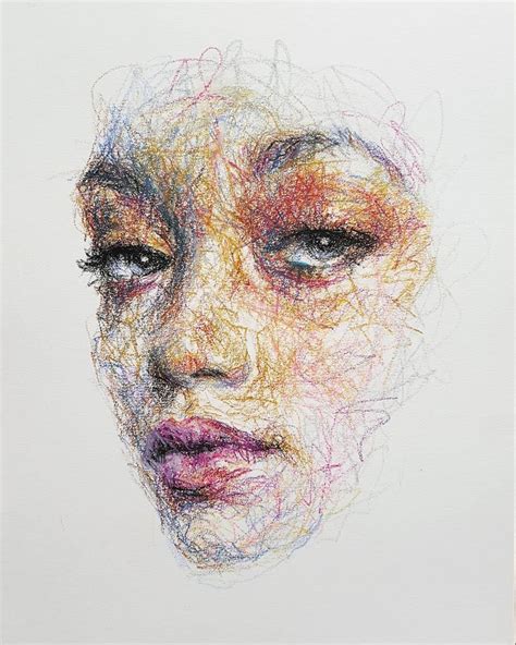 This Self Taught Artist Draws Female Portraits Entirely By Scribbling 87 Pics Rhythm Art