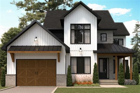 Two Story Modern Farmhouse Plan With Home Office And Laundry Chute