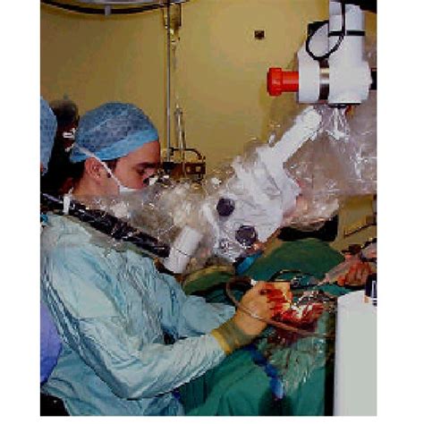 The Typical Mastoidectomy Surgical Setup The Ent Surgeon Looks At The