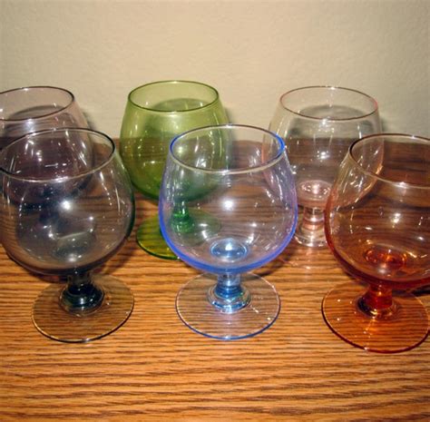 Set Of 6 Vintage Multi Colored Cordial Glasses Retro