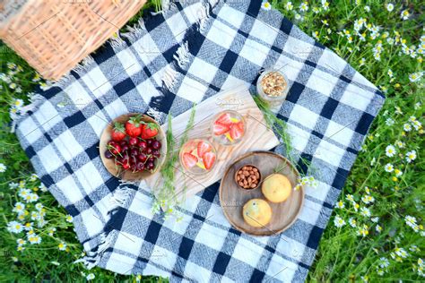 Summer Picnic With Lemonade Berries High Quality Food Images