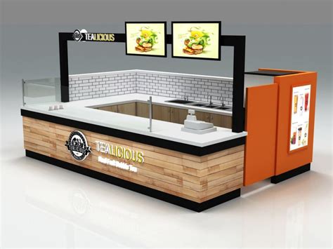 Wooden Laminate Bubble Tea Kiosk Design Mall Food Kiosk To Usa