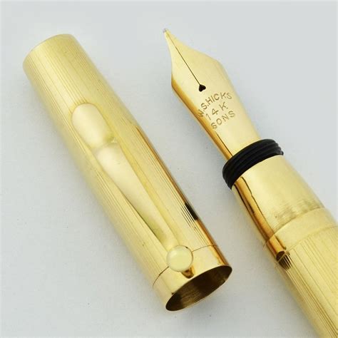W S Hicks Fountain Pen Solid 14k Gold Semi Flex Medium 14k Nib